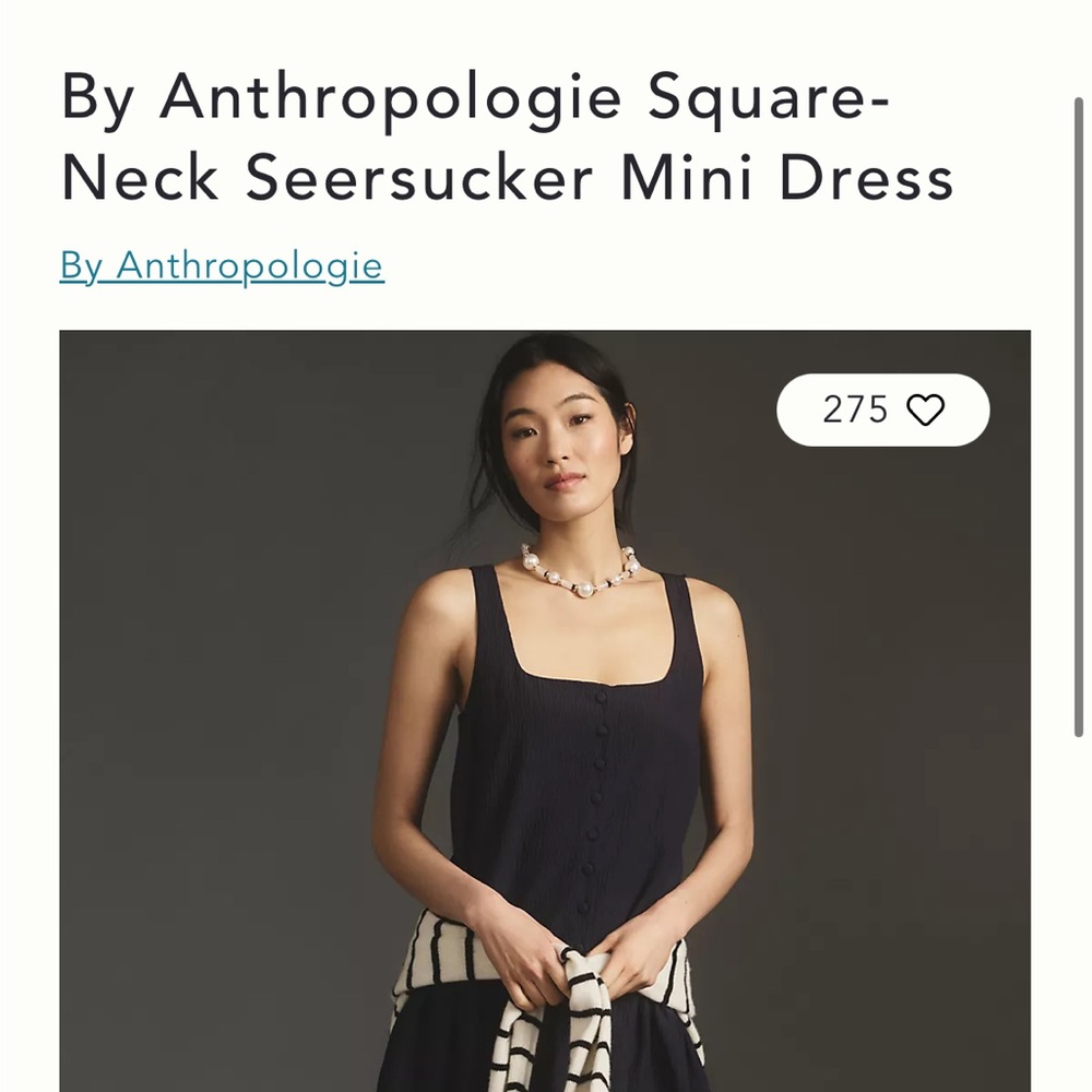 Anthropology seersucker navy dress